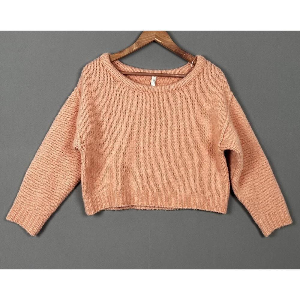 Anthropologie Cropped‎ Chunky Knit Sweater – Size XS Peach / Blush Pink